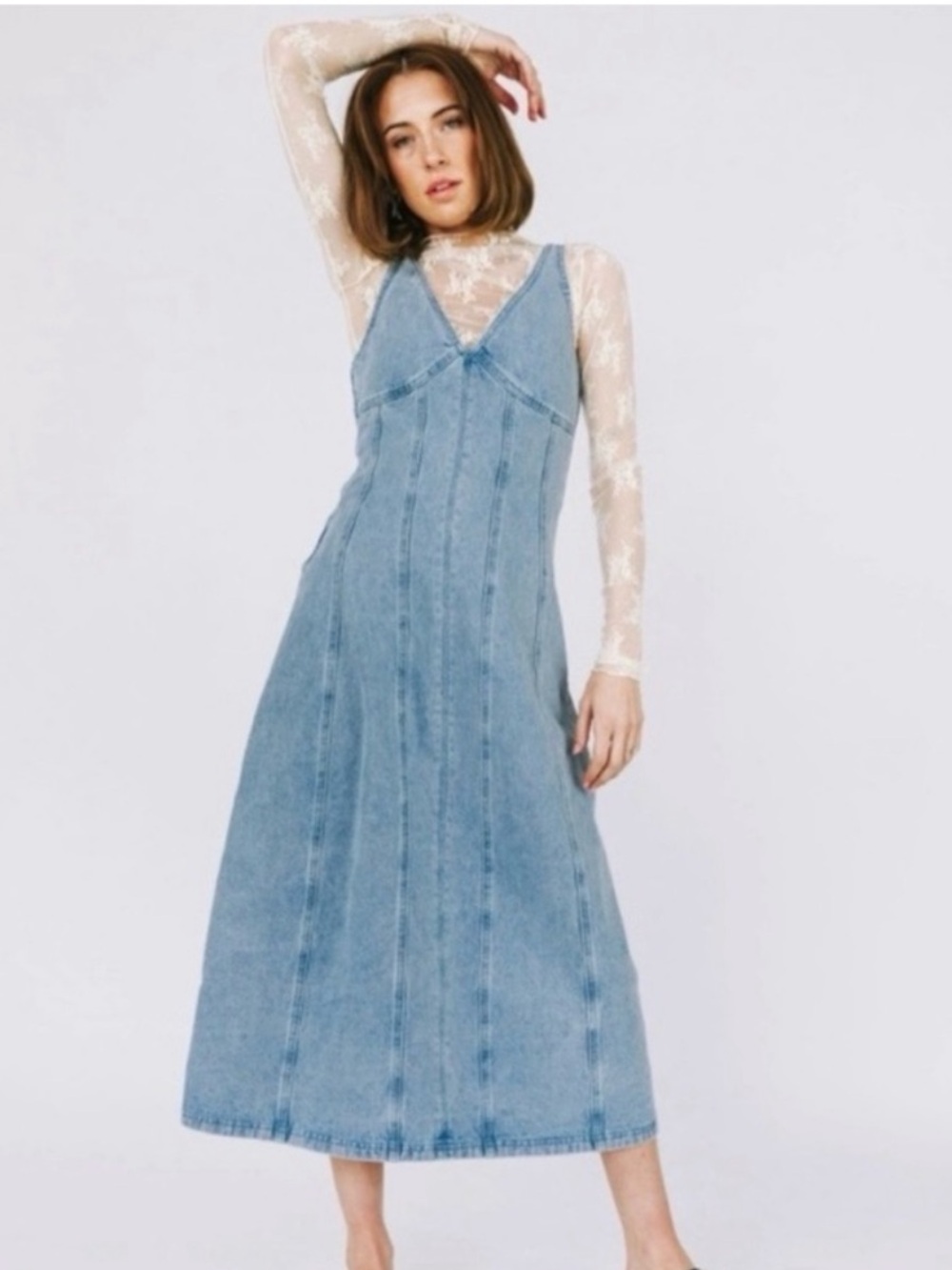 Zara Blue Denim Midi Dress